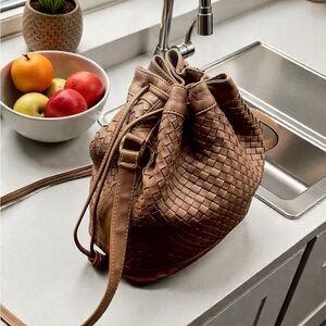 Ganson Vintage  Brown Woven Leather Shoulder Bag